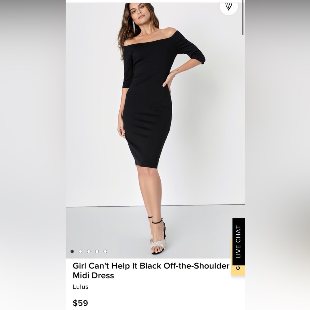 Lulus Girl Can't Help It Black Off-the-Shoulder Midi Dress